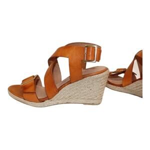 Cosmoparis 8.5 Espadrilles Retro Sandals 8.5 Wedges Leather Classic Cognac Heels